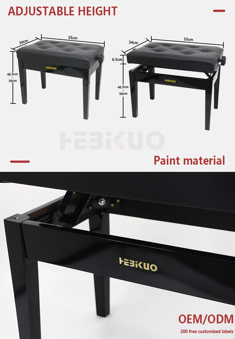 Midleford Musical Instruments Piano Level Painting Adjustable Black Piano Chair Polishing Modern Wooden Piano Stool Bench