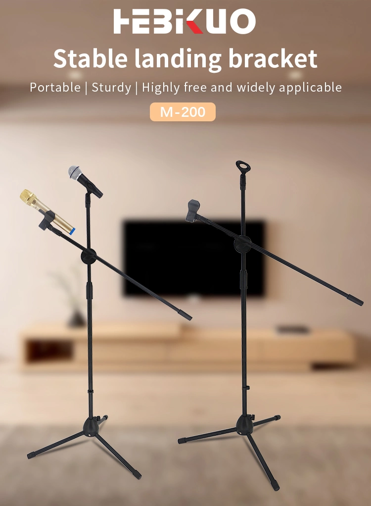 Chinese Factory Flexible Height Double Metal Foldable Tripod Portable Microphone Mic Stand