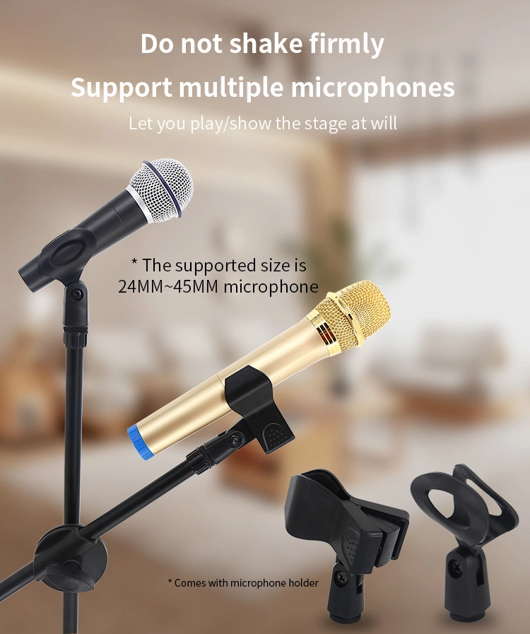 Chinese Factory Flexible Height Double Metal Foldable Tripod Portable Microphone Mic Stand