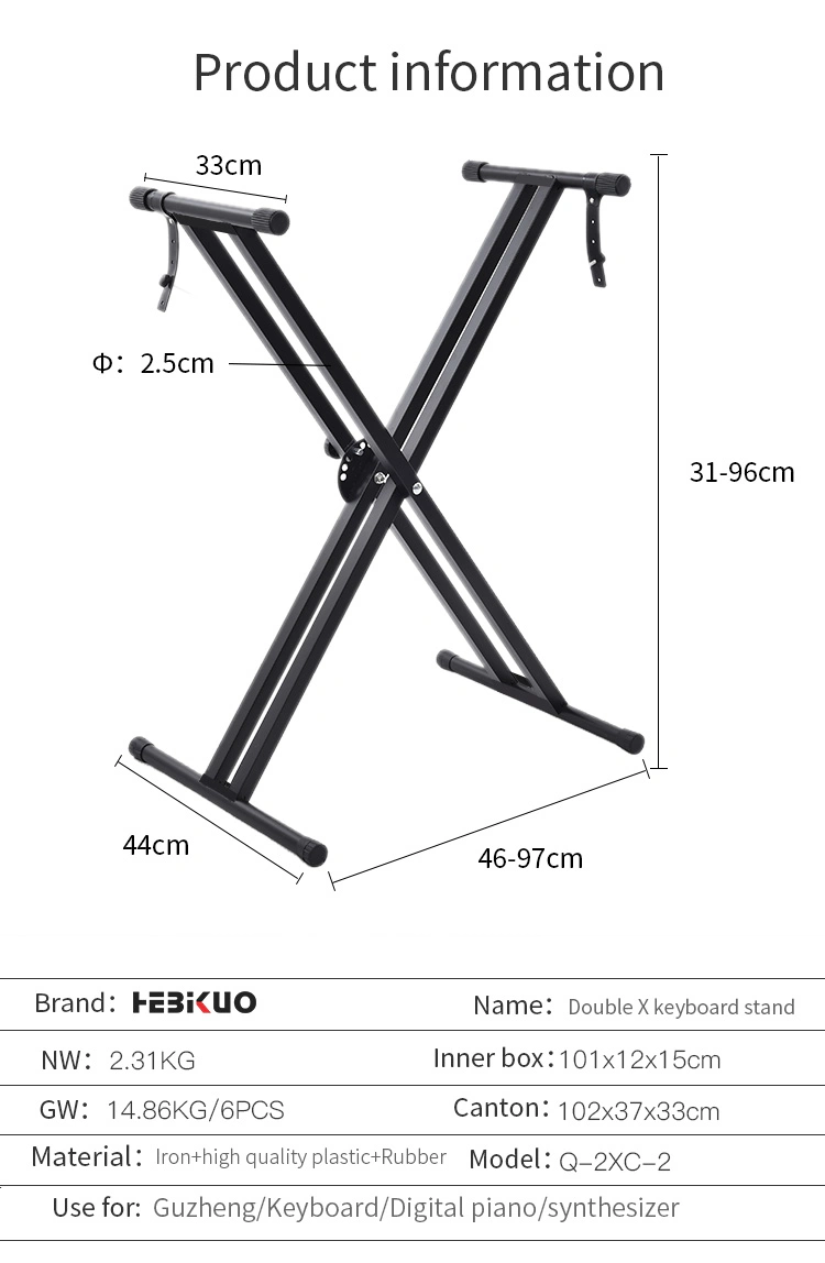 High Quality Casio/Psr Keyboard Piano Synthesizer Kawai Digital Piano Stand Music Keyboard Stand Adjustable Metal Foldable Double X Keyboard Piano Stand